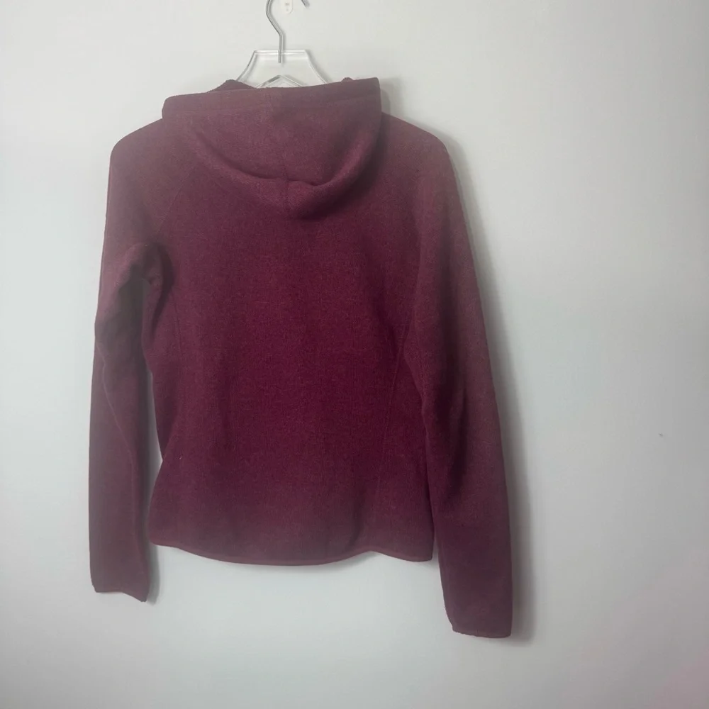The North Face Womens Medium Maroon Half Zip Button Hooded Knit Pullover 2144 - Picture 3 of 3